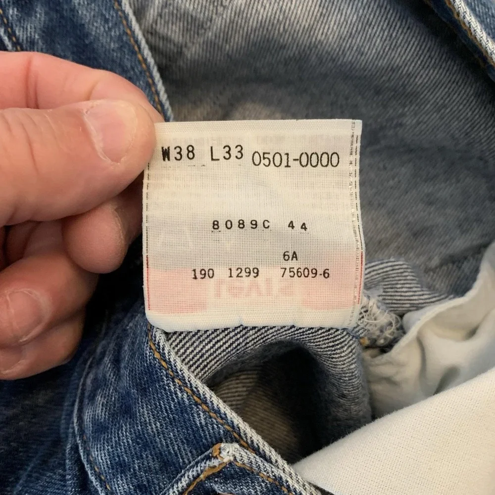 Vintage Levis 501 Jeans Mens 38x33 (34x29) Blue Straight Distressed Denim 90s